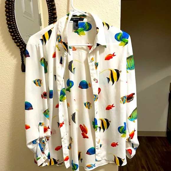 Forever 21 Button Up Fish Blouse